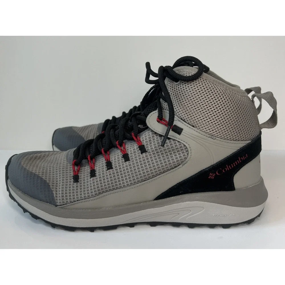 Columbia Men's Trailstorm Mid Waterproof Shoe in Gray & Red Size 11 BM0155-005